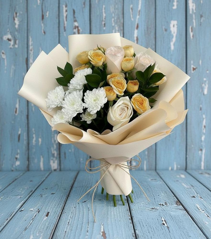 Букет цветов из: Розы и Хризантемы в Хатукае