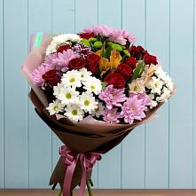 Букет цветов из:  Розы, Хризантемы и Альстромерии в Хатукае